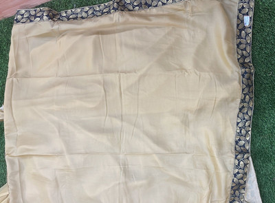 DIVYA JYOTI FASHION Solid/Plain Bollywood Georgette Saree(Cream)