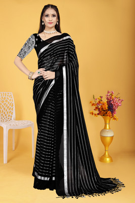 SimSim Trendz Printed Bollywood Georgette Saree(Black)