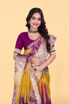 Aarunika fashion Solid/Plain Bollywood Organza Saree(Magenta)