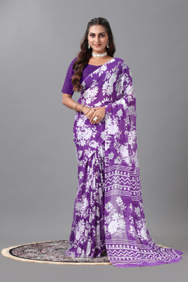 nirmal creation Printed Daily Wear Crepe Saree(Magenta)