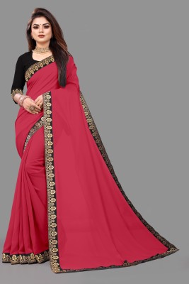 MATRUCHHAYA Embroidered, Woven Daily Wear Georgette, Chiffon Saree(Pink)