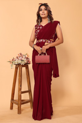 PATLANI STYLE Embroidered Bollywood Georgette Saree(Maroon)