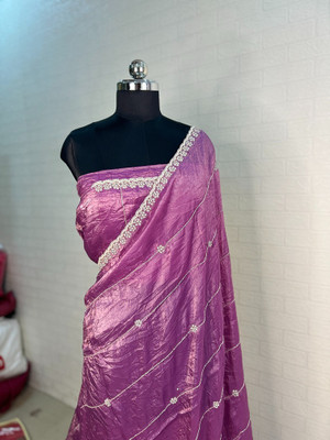 Beautiful Collection Printed Daily Wear Pure Silk Saree(Purple)