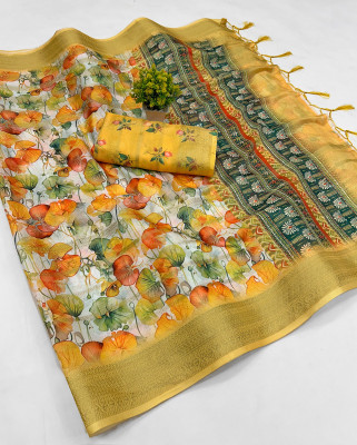 JASH FASHION Digital Print Bollywood Dupion Silk Saree(Multicolor)