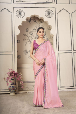 Rashmiwala Embroidered Bollywood Chiffon Saree(Pink)