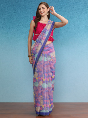 Divastri Digital Print Chanderi Cotton Blend Saree(Multicolor)