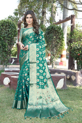 DILSAY Self Design Banarasi Organza, Cotton Silk Saree(Multicolor)