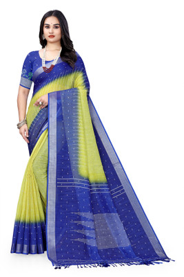 supalee tex Digital Print Bollywood Linen Saree(Light Green)