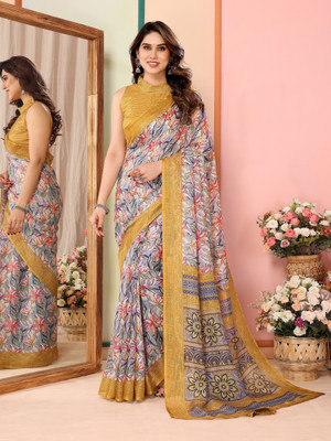 Ira Impex Self Design Kota Doria Cotton Blend Saree(Yellow)