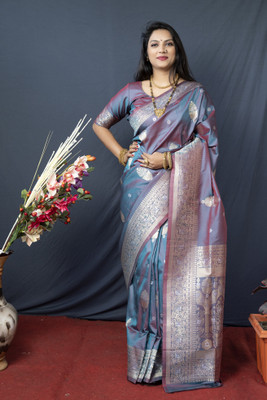sarjan creation Self Design, Digital Print Banarasi Pure Silk, Cotton Silk Saree(Light Green)