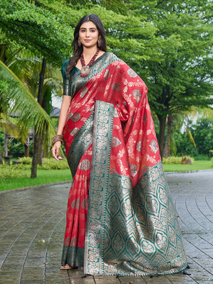 Gariya Fab Self Design Banarasi Pure Silk Saree(Green)