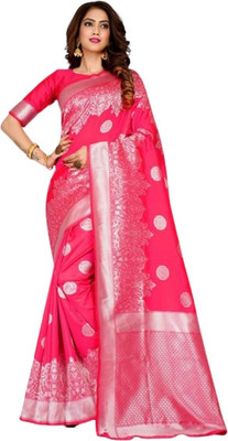 SWAMI STUDIO Self Design, Solid/Plain Kanjivaram Jacquard Saree(Pink)