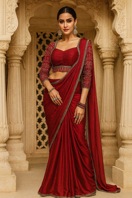 NANCY DESIGNER Printed Bollywood Pure Silk Saree(Maroon)