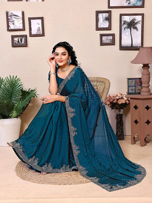 Bhojal Creation Embellished Daily Wear Art Silk Saree(Light Blue)
