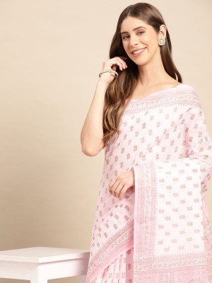 SHANVIKA Printed Daily Wear Pure Cotton Saree(Pink)