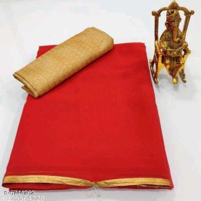 EGRETAIL FAB Self Design Daily Wear Chiffon Saree(Red)