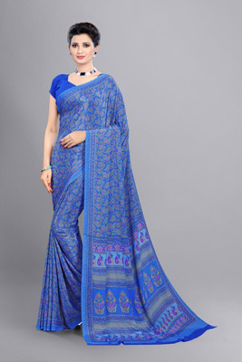 Vimla Printed Daily Wear Crepe Saree(Blue)