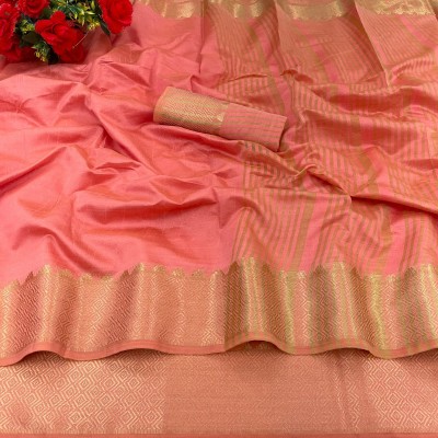 Gajal Woven Kanjivaram Pure Silk, Cotton Silk Saree(Pink)