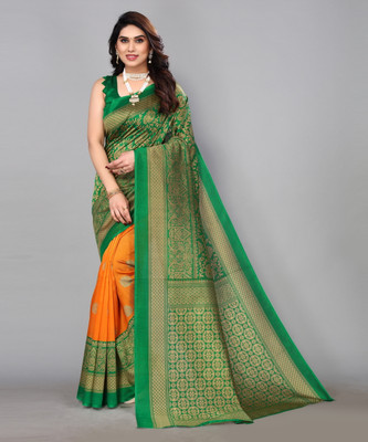 Nirvaan Printed Bollywood Art Silk Saree(Orange)