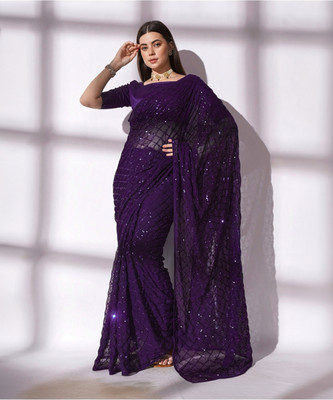 Divastri Embellished Bollywood Georgette Saree(Purple)