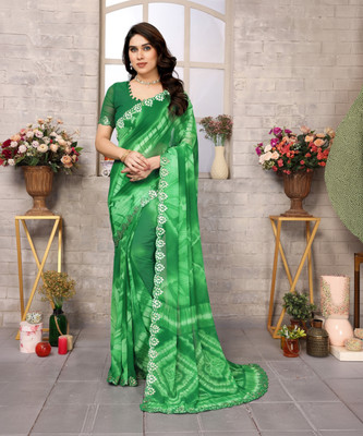 AAI LAXMI CREATION Digital Print, Printed Daily Wear Georgette Saree(Green)
