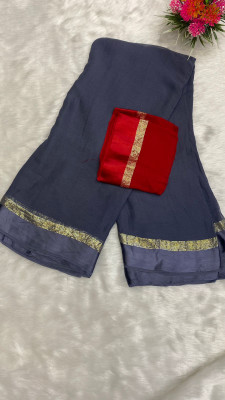 Triveni Fab Solid/Plain Bollywood Viscose Rayon Saree(Pack of 2, Grey)