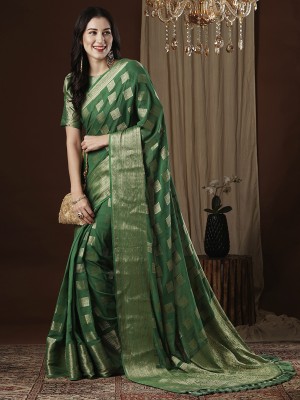 Sareemall Woven Kanjivaram Georgette Saree(Green)