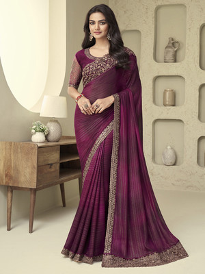 Divastri Embellished Bollywood Georgette Saree(Purple)