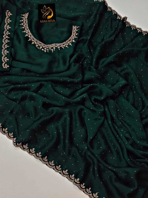 KAKADIYA CREATION Embellished Bollywood Chiffon Saree(Green)
