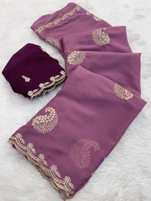 Ethina Fashion Embroidered Bollywood Georgette Saree(Pink)