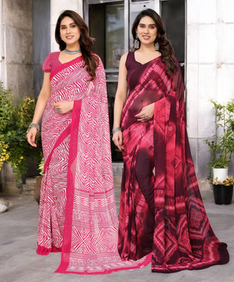 Divastri Printed Bollywood Georgette Saree(Pack of 2, Multicolor)