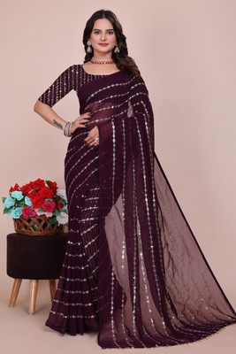 Suali Embellished Bollywood Georgette Saree(Purple)