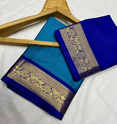 BRCTEXTILE Solid/Plain Banarasi Cotton Silk Saree(Multicolor)