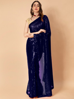 TIRA Embroidered Bollywood Georgette Saree(Blue)
