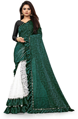 SwiftStyle Self Design Bollywood Lycra Blend Saree(Green)