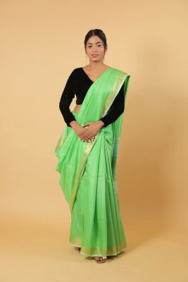 Nayab Stores Printed Bhagalpuri Cotton Silk Saree(Green)