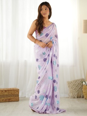 ANOUK Embellished Banarasi Georgette Saree(Purple)