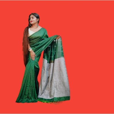 SaradaTextile Printed Daily Wear Cotton Blend Saree(Green)