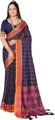 NEEL TEXTILES Self Design Bollywood Chiffon Saree(Blue)