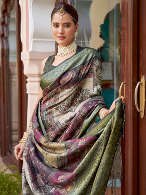 Tasrika Woven Chinnalapattu Silk Blend Saree(Purple)