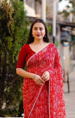 vdc Printed Bollywood Georgette Saree(Red)