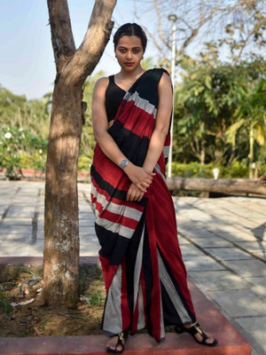 ADbutiq Self Design Tant Handloom Pure Cotton Saree(Multicolor)