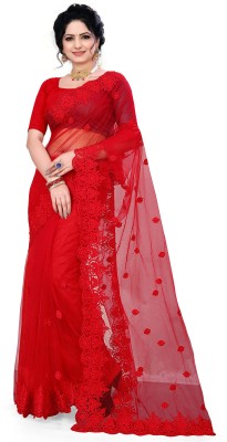 DEVKISONDESIGNER Self Design Bollywood Net Saree(Red)