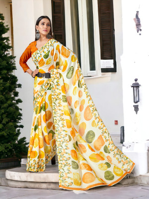 TTH Printed Bollywood Georgette Saree(Yellow)
