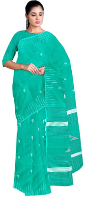 Kumaresh Creation Woven Handloom Cotton Silk Saree(Light Blue)