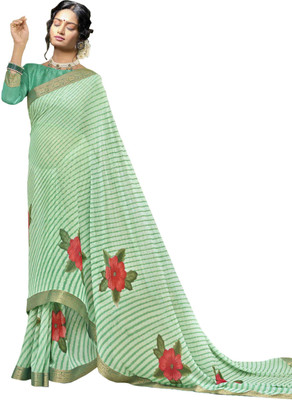 Pbs Prints Printed Leheria Georgette Saree(Light Green)