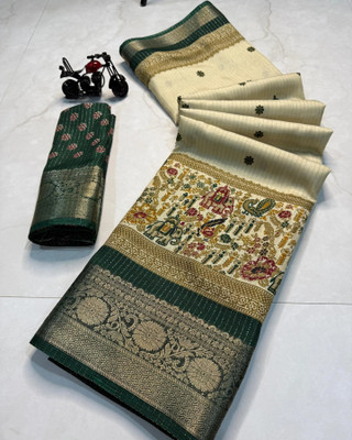 Julee Digital Print Daily Wear Art Silk Saree(Green)