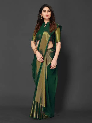 Vragi Embellished Bollywood Chiffon Saree(Green)