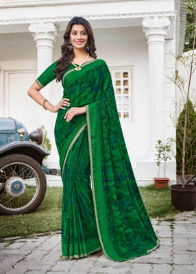Laxmipati sarees Printed Bollywood Georgette Saree(Green)