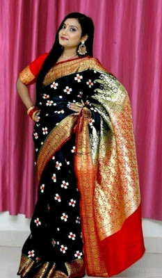 Dulhan Collection Woven Banarasi Jacquard Saree(Black)